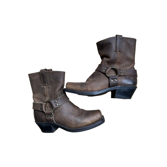 $458 Frye 87400 Men’s Brown Leather Harness Unisex Motorcycle Riding Boots 7.5 8 - Picture 1 of 11